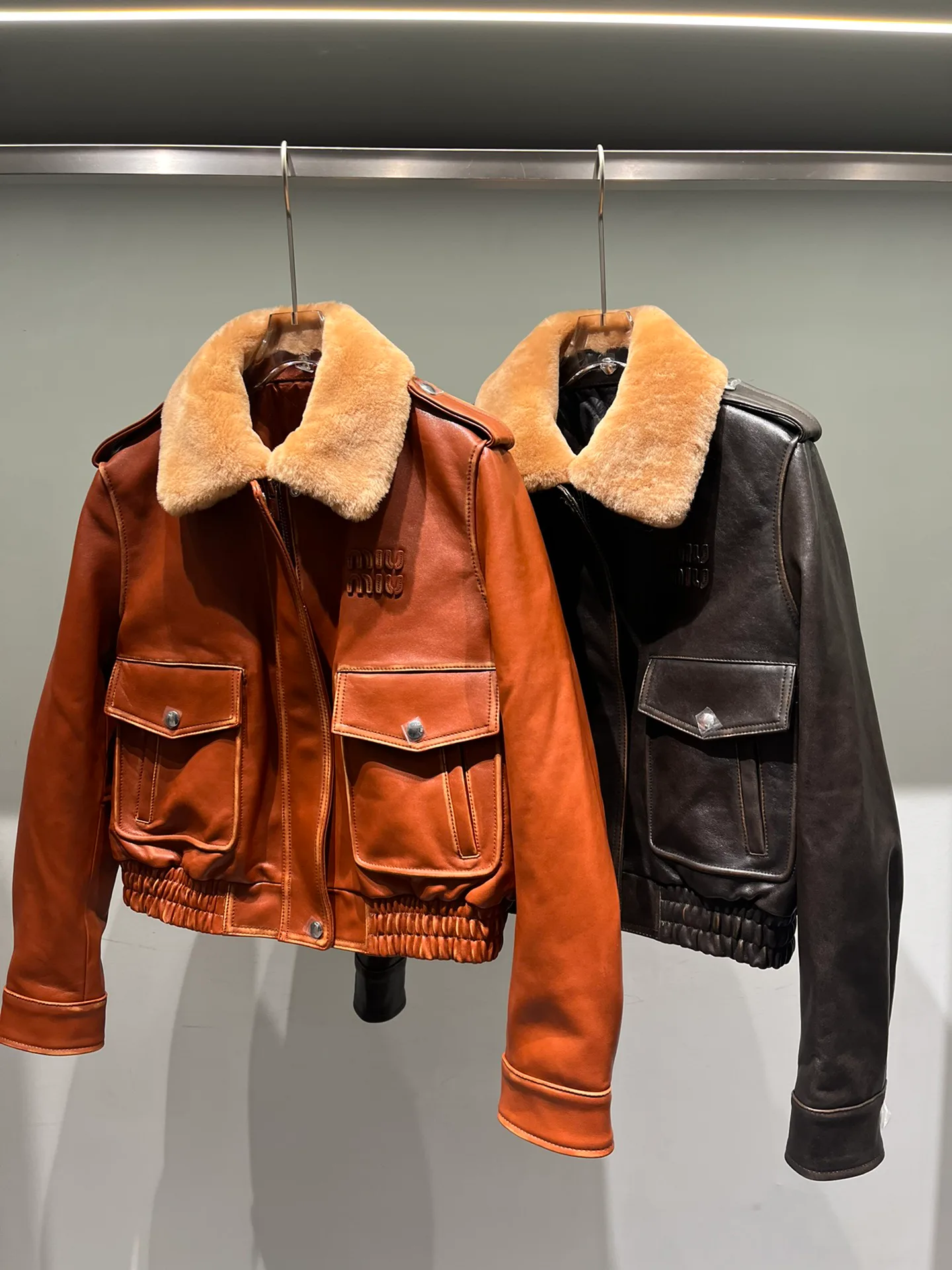 Women's Leather Jackets And Sheepskin Coats MIU MIU 19579564