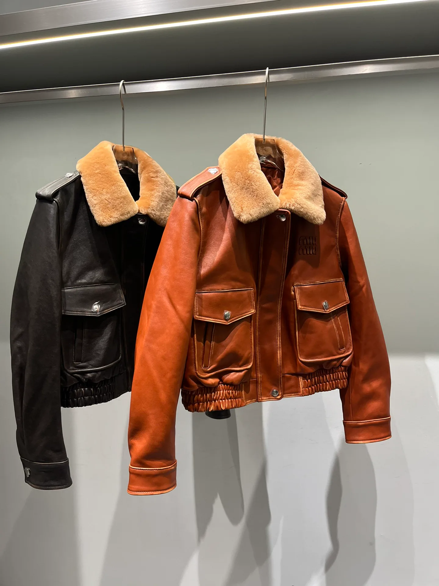 Women's Leather Jackets And Sheepskin Coats MIU MIU 19579564